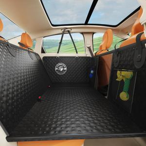 Dog Car Seat Cover for Back Seat,Upgraded PU Leather Dog Seat Cover with Hard Bottom Back Seat,NonSlip Backseat Cover for Dogs with Mesh Window & Side Flap, Dog Hammock for Car, SUV, Small Trucks