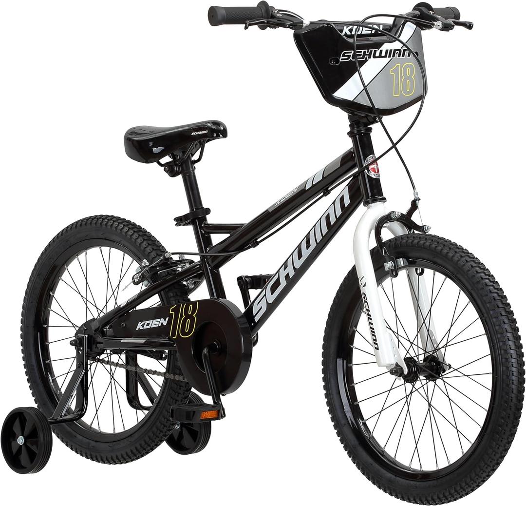 Schwinn Koen & Ellm Toddler and Big Kids Bike (Number Plate/18-Inch Wheels, Black)