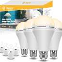 Neporal Emergency Rechargeable Light Bulbs Stay Light Up When Home Power Failure, 15W 80W Equivalent LED 1500mAh Self Charging Emergency Light Bulb for Power Outage, Camping, Tent (Warm White 4PK)