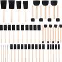 Foam Paint Brushes (48 Pack) 10 Sizes - Paint Sponge - Premium Foam Brushes - Lightweight & Durable - Sponge Paint Brush Assortment Ideal for Painting, Crafting, Acrylics, Stains, Varnishes (Black)