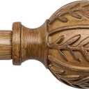 QDWIS Boho Wood Curtain Rods for Windows 66 to 120 inch,1" Adjustable Heavy Duty Window Curtain Rod with Imitation Wood Grain Finials,Rustic Decorative Drapery Rods Set,Size:36-120'',Natural Wood