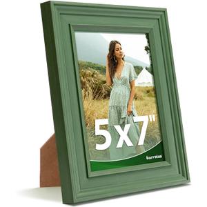 5x7 Picture Frame, High Definition Glass for 5 x 7 Photo Frame, Vintage Picture Frames 5x7 Rustic Distressed Pattern, Wall and Tabletop Display, Teal Green 1Pack