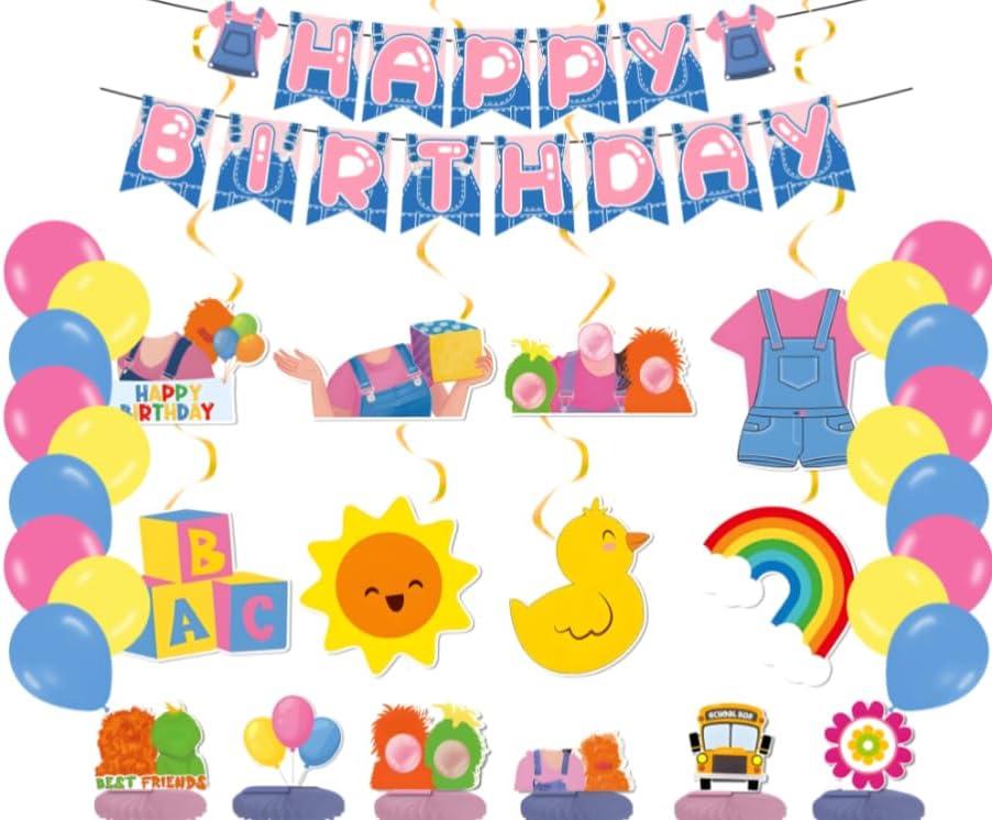 Cartoon Teacher Birthday Decorations Teacher Party Decorations Girls Decorations Truck Room Decor , Birthday Banner, Swirls,Balloons Centerpieces Cartoon birthday party decorations