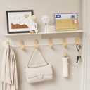 Wall Hooks with 22'' Shelf Coat Rack Wall Mount with 6 Hooks Entryway Hanging Shelf with Storage for Bathroom, Living Room, Bedroom, Modern Floating Wall Shelves with Hooks (Cream White)