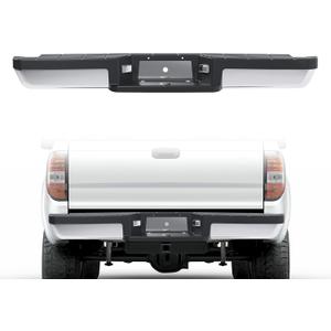 HECASA Rear Step Bumper Compatible with 1993-2011 Ford Ranger Fleetside/Styleside Supercrew FO1102306 with Brackets & LED Lights W/O Parking Aid Sensor Holes Chrome Silvery