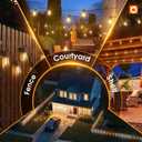 Addlon 54FT(48+6) Solar String Lights Outdoor Waterproof with USB Charging & Remote Control - Dimmable Solar Power Patio Lights with LED Bulbs for Porch, Garden, Yard, Market, Bistro - Last for 20+Hrs