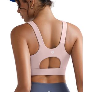 RUNNING GIRL High Impact Sports Bras for Women,Racerback Running Bra Workout Crop Tank Tops Longline Sports Bra Push up (Pink, XXL)
