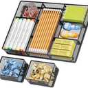 Marbrasse 3 Packs Desk Drawer Organizers, Metal Mesh Dividers Desk Drawer Organizer Tray with 9 Adjustable Compartments, Pen Organizer for Drawer Tray Box Accessories for Desktop,Kitchen, Makeup