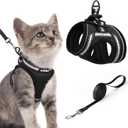 rabbitgoo Cat Harness and Leash Set for Walking Escape Proof, Adjustable Soft Kittens Vest with Reflective Strip for Cats, Comfortable Outdoor Vest, Black, S
