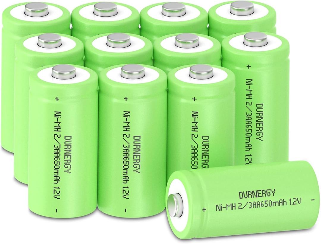 Rechargeable 2/3AA Batteries 12 Pack, NIMH 2/3 AA Rechargeable Battery, 650mAh 2/3AA Rechargeable Battery for Solar Lights (30 * 15mm, 2/3AA Size, NOT AA or AAA Size)