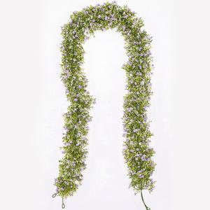 Artificial Baby Breath Flower Vines, Babys Breath Artificial Flowers Real Touch Faux Gypsophila Hanging Fake Baby's Breath Garlands for Wedding and Baby Shower Decor 2Pcs 5.8ftPurple