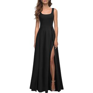 MUSHARE Women's Square Neck Sexy Split Cocktail Party Maxi Long Formal Dress XL