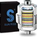 SR SUN RISE 20-Stage Shower Filter-Shower Head Filter for Hard Water, with 1 Replaceable Cartridges, High Output Shower Water Filter for Removing Chlorine and fluoride, Polished Chrome