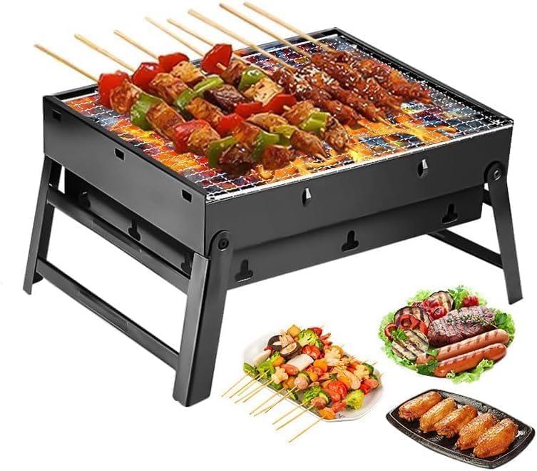 Portable Charcoal Grill Foldable 17" BBQ Charcoal Grill Compact Tabletop Barbecue Grill Small BBQ Grill for Outdoor Travel Backyard Picnic Beach