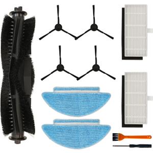 9 Pcs Accessories Kit for Tikom L9000 Robot Vacuum Cleaner Replacement Parts, 1 Main Roller, 4 Side Brush, 2 Hepa Filter, 2 Mop Cloths