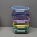 Ello Color Lock 3.4 Cup 10PC, 5 Pack Glass Meal Prep Sets Leak-Proof Glass Food Storage Containers with Airtight BPA-Free Plastic Lids, Dishwasher, Microwave, and Freezer Safe, Purple Rain