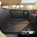 Back Seat Extender for Dogs, Hard Bottom Dog Car Seat Cover, Upgraded Waterproof PU Leather, Easy to Clean, Anti-Scratch & Durable Hammock for Full Size Trucks, Holds 400lbs