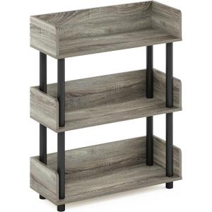 Furinno Rata 3-Tier Industrial Multipurpose Flat Base Shelf Display Rack, Marble White