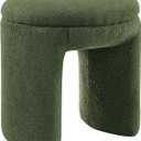 Furniture of America Rami Modern 18-inch Solid Wood Upholstered Ottoman with Pedestal Base, Vanity Stool Chair, Small Foot Stool for Bedroom, Living Room, Entryway, Green