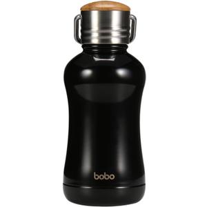 YOHKOH Mini Insulated Water Bottle With Bamboo Lid - 8.8oz Small Vacuum Insulated Water Bottle for Women Kids, 12 Hrs Hot & 24 Hrs Cold Stainless Steel Thermos Leak-Proof BPA-Free (8.8oz,Black)