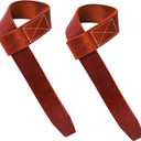 | Leather weight Lifting Wrist Straps | Set of 2, 20" Genuine Leather Grips for heavy lifts | Soft, Pliable, Wrist support for Strength Training & Exercise (Pecan Brown)
