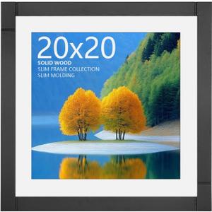 20x20 Picture Frame, Puzzle Frame for Wall, Black Picture Frame for 20 x 20 Square Picture Poster Photo, Wood Gallery Poster Frame