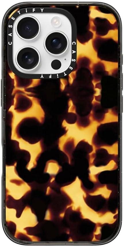 CASETiFY Impact Case for iPhone 16 Pro [Slim / 8.2 ft. 4X Military Grade Drop Protection/Wireless Charging Compatible] - Tortoiseshell - Clear Black