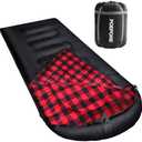 POEPORE Flannel Sleeping Bag Cotton 0 Degree Cold Weather for Adults XXL Wearable Sleeping Bag 4 Seasons Waterproof with Compression Sack