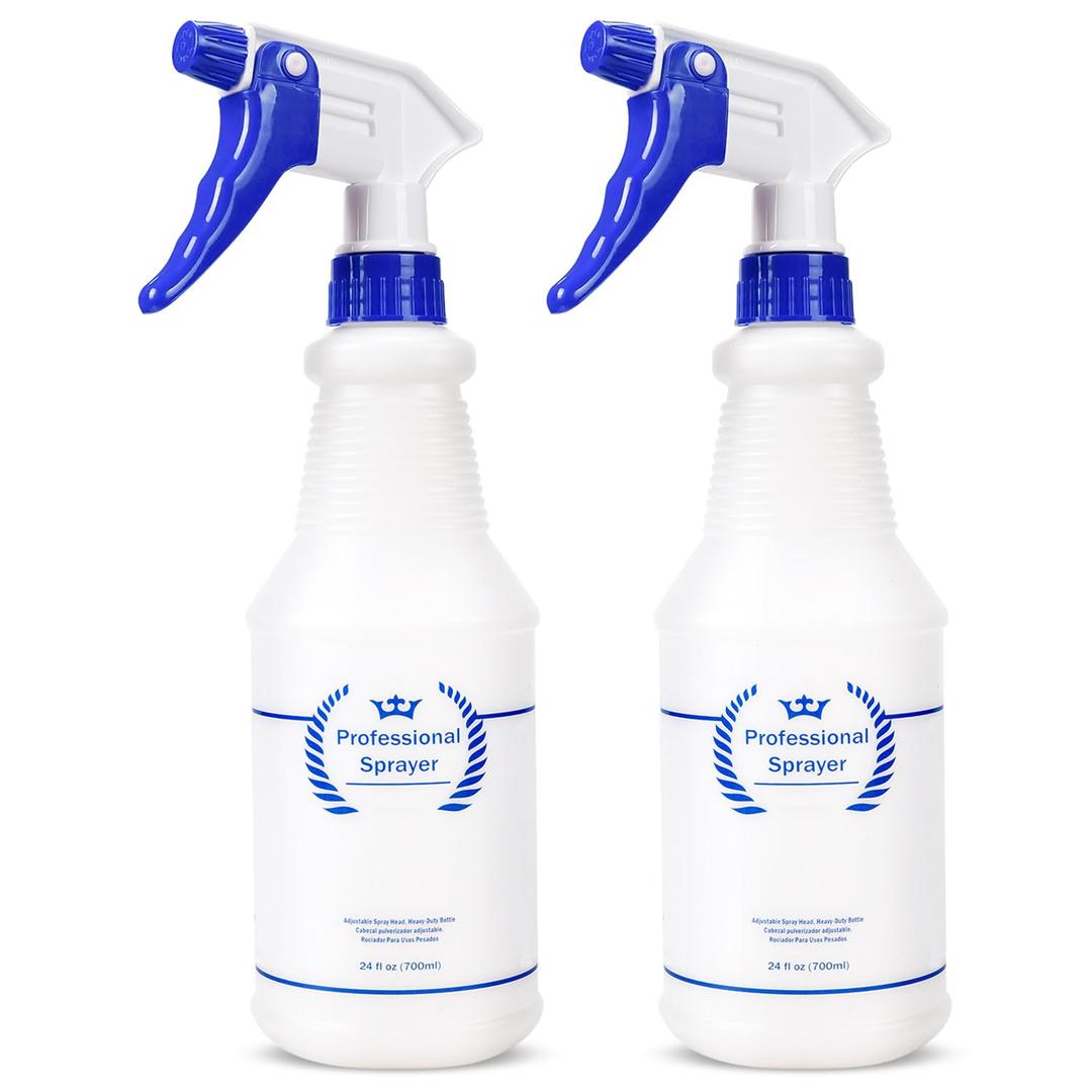 Plastic Spray Bottle, Empty Spray Bottles (2 Pack 24 Oz), All-Purpose Sprayer for Cleaning Solutions, Hair Spray, Bleach, Planting, BBQ, Mist & Stream Water Spraying Bottle with Adjustable Nozzle Plastic Spray Bottle, Empty Spray Bottles (2 Pack 24 Oz), All-Purpose Sprayer for Cleaning Solutions, Hair Spray, Bleach, Planting, BBQ, Mist & Stream Water Spraying Bottle with Adjustable Nozzle