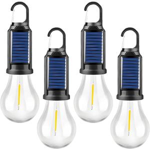 4 Packs LED Camping Lantern Rechargeable, Portable Outdoor Waterproof Emergency Lanterns with 3 Modes, Hanging Tent Light Bulbs with Clip Hook for Camping, Hiking, Party, Hurricane, Outages