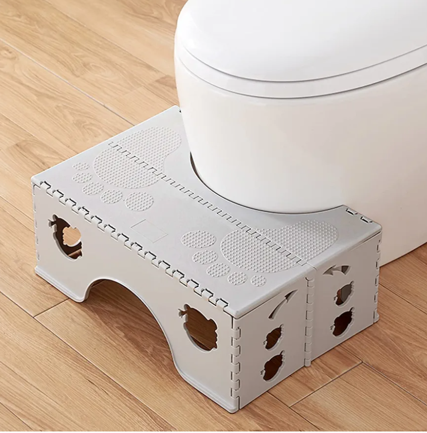 Foldable Toilet Stool, 7 inches Healthy Squatting Posture Poop Stool with Anti-Slip Feet by CHEAGO, Portable Travel Foot Stool for Toilet, Unique Folding Design Compact&Wide footrest (Cloud Grey)