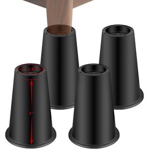 8 inch Bed Risers Adjustable Furniture Risers - Heavy Duty Non-Slip Lift Supports for Beds/Couches/Sofas, Durable Square Design with Creates Storage Space (4 Pack Black, 8 inch Round)