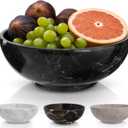 Gusto Nostro 8" Luxury Black Marble Decorative Bowl for Coffee Table - Elegant Modern Fruit Bowl for Kitchen Counter - Heavy Stone Entryway Catch all for Keys, Jewelry, Potpourri Holder Centerpiece