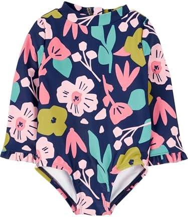 Simple Joys by Carter's Girls' Long Sleeve Zipper One Piece Swimsuit 12M