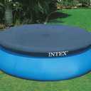 Intex 28021E Pool Cover: For 10ft Round Easy Set Pools Includes Rope Tie Drain Holes 12in Overhang Snug Fit