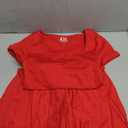 OQQ Women's Square Neck Ruffle Hem Mini Dress Summer Short Sleeve with Shorts Party Dresses (Large, Red)