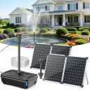 Antfraer 100W Solar Pond Pump, 1200GPH Solar Powered Water Fountain Pump with 3 Spray Nozzles, Solar Waterfall Pump & Solar Pond Aerator for Medium-Large Koi Pond Outdoor Garden Water Feature