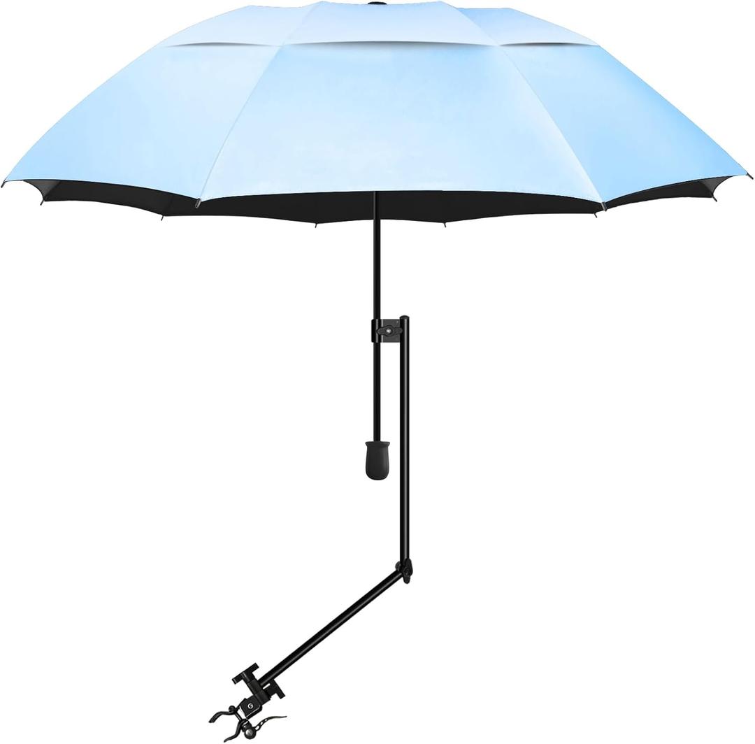 UPF 50+ Beach Umbrella with Adjustable Universal Clamp