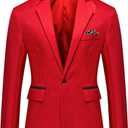Men's Casual Suit Jacket Slim Fit One Button Notched Lapel Business Daily Lightweight Blazer Jacket (Red, M)