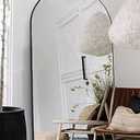 Otlsh Floor Mirror, 81"×41" Arched Full Length with Stand, Standing, Full Body, Large, Wall, Freestanding, Aluminum Frame - Black