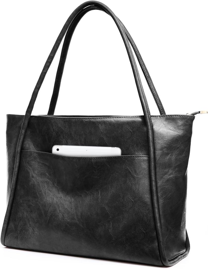 Large Tote Bag for Women Work with Zipper 16L Vegan Leather Ladies Travel Purses and Handbags