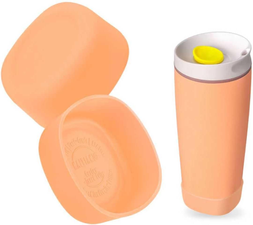 2pcs Silicone Boot for Owala SmoothSip Slider Coffee Tumbler 20oz 12oz, Anti-Slip Sleeve for Travel Coffee Mug, Protective Accessories for Owala BPA Free (Peach Keen)