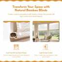 Radiance Cordless Bamboo Roman Shades for Windows - Matchstick Bamboo Blinds for Semi-Private Light Control - Easy to Lift & Fold Up Window Shades - White - 30" W x 64" L - (2215328E)