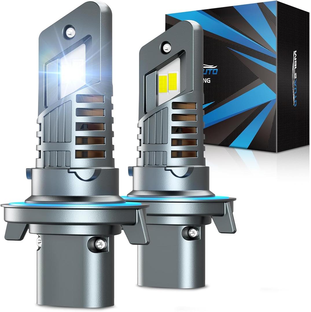 Marsauto H13 Bulbs for Fog, 800% 48000LM Super Bright H13 Light Bulbs, M1S 9008 Fog Driving Light, 20000RPM Cooling Fan 9008 Light, 60000+ Hours Lifspan, IP68, 3MIN Play and Plug, Pack of 2 (SUPER 6000K WHITE)