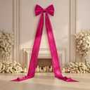 Giant Wall Bow Decorations 90x18 Inch Oversized Large Velvet Bow Decorative for Room Wall Backdrop Party Birthday Baby Shower Decor Front Door Patio Outdoor Wedding Arch Supply(Hot Pink)