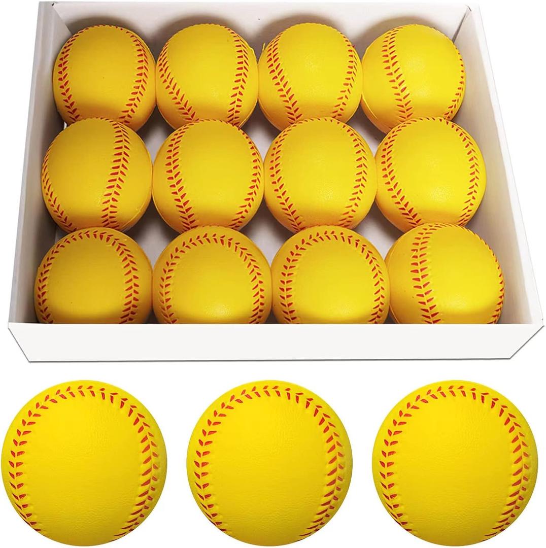 Soft Baseballs, Foam Training Baseball 12 Pack for Kids Regulation Size Foam Baseballs for Soft & Safe Throwing, Catching and Batting Practice