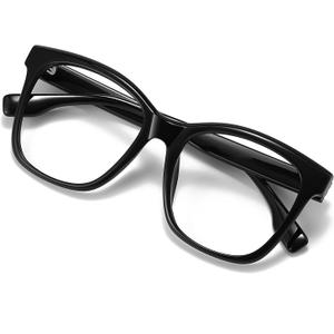Oversized Square Blue Light Blocking Glasses for Women and Men - Gaming & Computer Anti-Fatigue (Black)