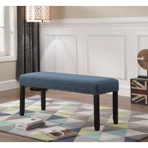 Roundhill Furniture Biony Fabric Dining Bench with Nailhead Trim, Blue