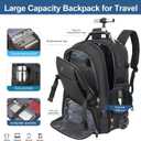 Travel Vacuum Backpack with Wheels for Women Men, 50L Rolling Vacpack Backpack with Vacuum System, Laptop Compartment, TSA Lock, Dry-Wet Pocket Luggage suitcase, Air Travel, Weekend Trips, Large