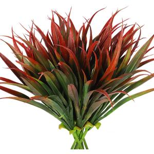 RECUTMS 8Pcs Artificial Plants Outdoor UV Resistant Outdoor Fake Plants Faux Tropical Flowers for Home Window Garden Office Patio Hanging Planter Pathway Front Porch Dcor(Red)